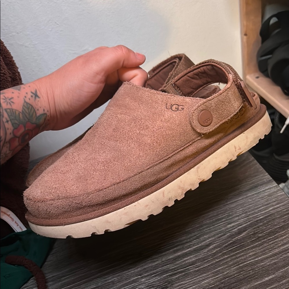 UGG Tan Suede Slip-On Clogs